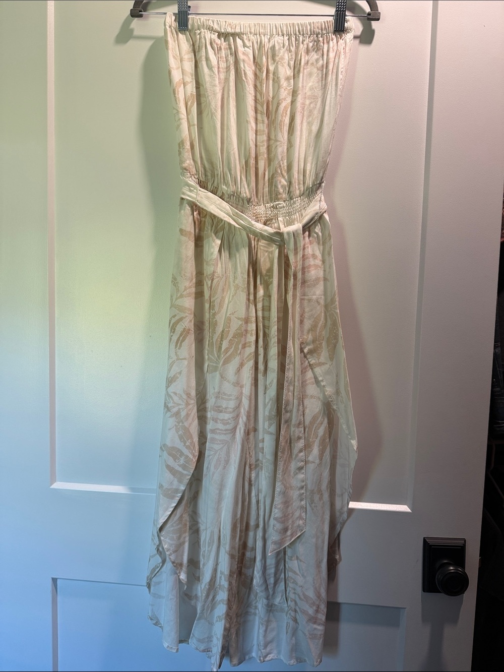 Ocean Drive Cream Strapless Tropical Print Maxi Jumpsuit